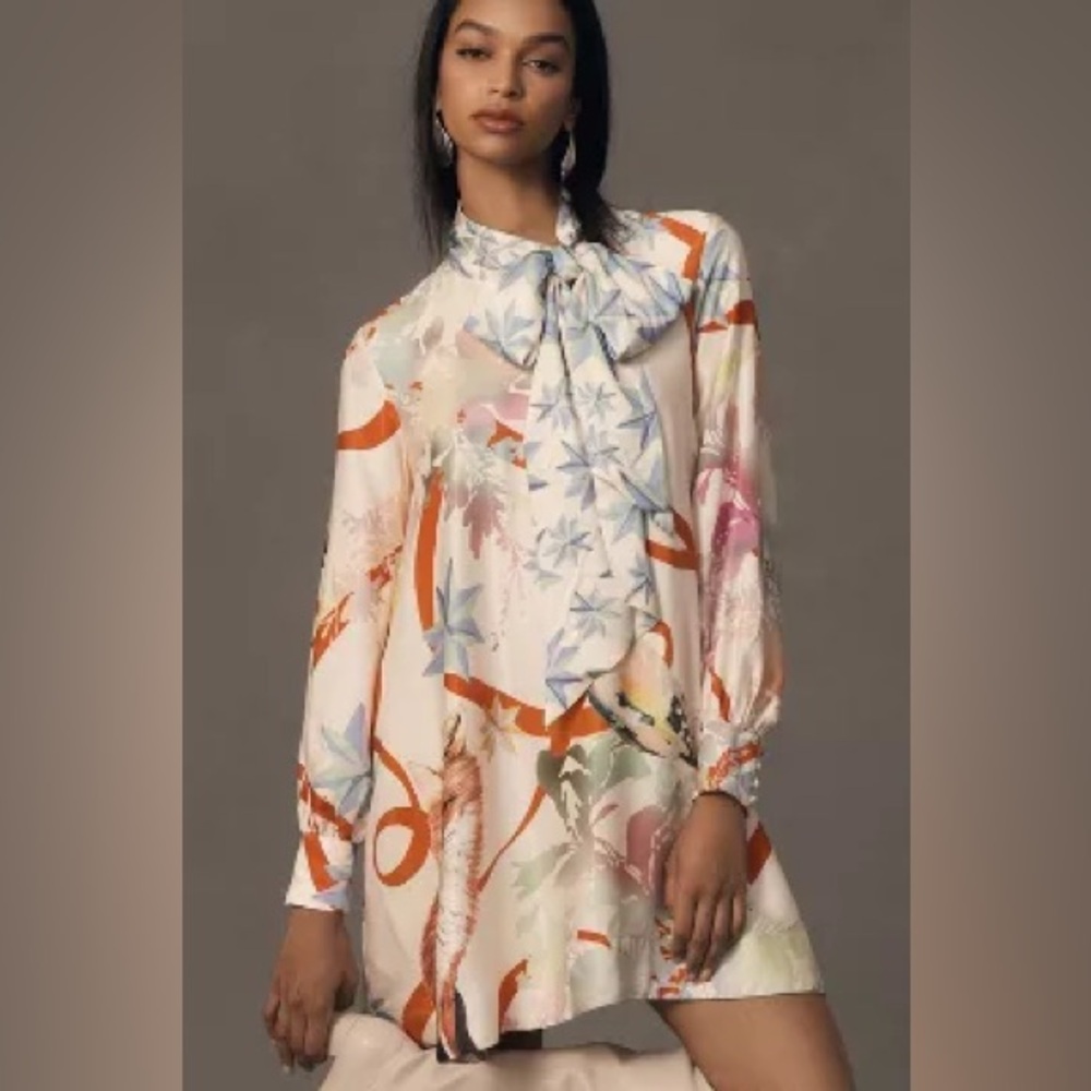 NWT MAEVE TIE-NECK MINI DRESS for Anthropologie